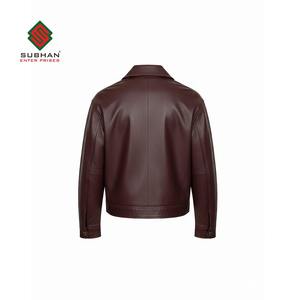 Blouson aviateur en cuir synthétique brun fait main A-2 |   Vêtements d'extérieur décontractés pour l'hiver |   Offrez-lui un cadeau - Product Image 2