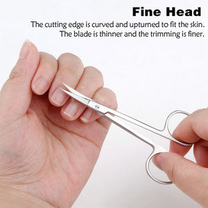 Tijeras de manicura, corte de crecimiento de cutículas, Punta curva, tijeras de pedicura para uñas, tijeras profesionales de acero inoxidable para quitar la piel muerta - Product Image 5