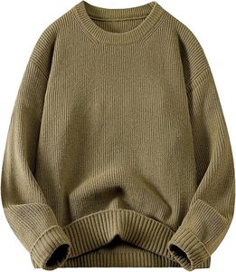 W9592Y Knzhee Industry Pull tricoté pour homme en 100% coton, fin, respirant, anti-boulochage, coupe parfaite, décontracté, ample, hiver, couleur unie - Product Image 1