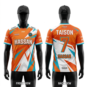 Camiseta deportiva para hombre, 150 GSM, poliéster premium, absorbe la humedad, diseño con paneles amarillos y negros, sublimación, logotipo personalizado, camiseta para videojuegos - Product Image 6