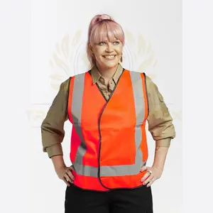 Chaleco con cierre de alta visibilidad de alta calidad, cinta reflectante nocturna, malla de poliéster impermeable, logotipo personalizable, para ropa de seguridad alta - Product Image 1