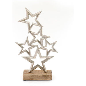 Étoile en métal argenté de haute qualité faite à la main sur une base en bois de manguier, décoration de table de Noël moderne, ornement cadeau, sculpture en fer - Product Image 5