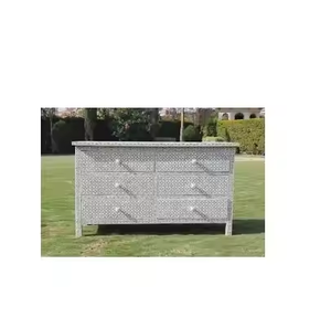 Meubles de salon modernes en incrustation d'os, décoration d'intérieur écologique artisanale par Crescent Crafts avec 5+ tiroirs/étagères - Product Image 2