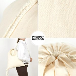 Custom Printed 1416 (3540 Cm) Cotton <b>Drawstring</b> <b>Backpack</b> 4 oz Eco-Friendly Bag Large Casual Foldable Portable GPS Compatible - Product Image 3