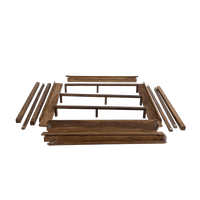 Lit plateforme en bois massif avec baldaquin, profil bas, sans tête de lit, design scandinave minimaliste, lit doux, tailles King et Queen