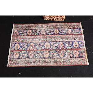 Alfombra Floral de lana clásica Vintage, 2x3,2 pies, diseño de retales azul y rojo, área grande, rectángulo, Kilim, látex para decoración de habitación de pasillo - Product Image 3