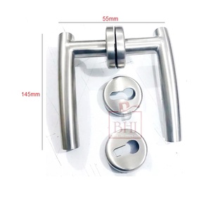 Hiện đại uốn cong nhà máy không gỉ Khóa đòn bẩy loại tay nắm cửa trên vòng <span class=keywords><strong>Rose</strong></span> với xi lanh escutcheon Keyhole cửa xử lý trên <span class=keywords><strong>Rose</strong></span> - Product Image 5