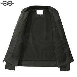 Chaqueta de algodón de primavera para hombre, abrigo de campo de lona ligero informal, múltiples bolsillos, puños ajustables, cuello levantado, cremallera completa en la parte delantera - Product Image 3