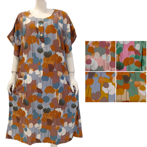 Robe de nuit colorée mignonne Style simple Motif complet Taille élastique Très confortable - Product Image 1