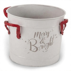 Jardinière vintage en métal YuletideBloom idéale pour tenir une plante de vacances et créer une entrée festive ou un affichage de jardin pour l'hiver - Product Image 1