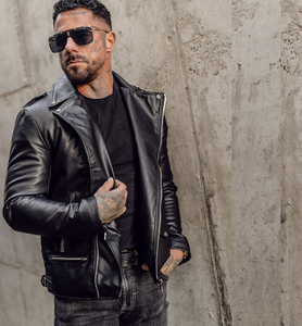 New Arrival Men's Cowhide Leather Jacket Premium Quality Streetwear Style Factory-Made <b>Canvas</b> <b>Plain</b> Dyed Men's Fashion Design - Product Image 4