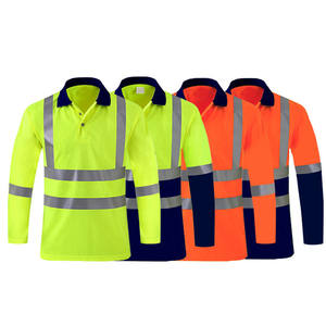 Camisetas Polo de Trabajo de Manga Larga para Hombre, Uniformes de Trabajo de Alta Visibilidad, Tiras Reflectantes, Camiseta Polo de Secado Rápido, Alta Visibilidad - Product Image 2