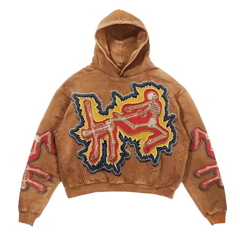 Ripped Hoodie Men's Oversized Acid Wash Pullover