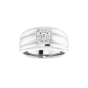 1 Ct Asscher Cut Solitaire Moissanite Wedding <b>Ring</b> for Men Served with a <b>Moonstone</b> Elegant Bague De Mariage - Product Image 2