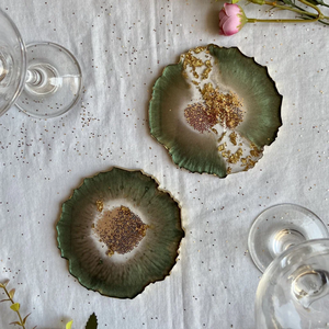 Sous-verres en résine personnalisés, tapis et coussinets de style campagnard, faits à la main, écologiques, réutilisables, avec surface lisse et brillante et logo personnalisé - Product Image 1