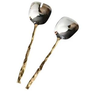 Polished Stainless Steel <b>Salad</b> Server Set Acrylic Handle Reusable Kitchen <b>Salad</b> <b>Spoon</b> Fork - Product Image 6