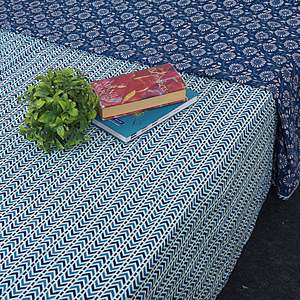Couvre-lit double en coton 240 TC à motif géométrique bleu chevron pour usage domestique - SHKR1028 - Product Image 2