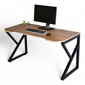 GD68071 K-Shaped <b>Iron</b> Legs Gaming Desk 140x70cm Plywood Wood Assembly Required for Home Office or Gaming Room - Product Image 1