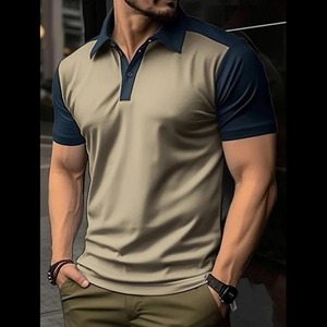 Botón de manga corta para hombre para Polo en color sólido, tops casuales ligeros para ropa de calle y Deportes de talla grande disponible - Product Image 2
