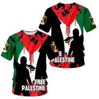 T-shirts pour hommes en coton tricoté de haute qualité, vente en gros, design personnalisé du drapeau de la Palestine, coupe ample, manches courtes et longues