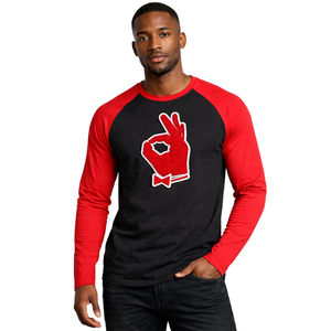 Camiseta Kappa Alpha Psi YO con Signo de Mano 1911, Manga Raglán Negra, Algodón Premium, Ropa Casual de Fraternidad Griega - Product Image 1