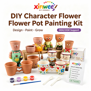 Kit de Pot de Fleurs en Céramique à Peindre Soi-même pour Enfants, Pot de Jardin en Terre Cuite DIY, Figurine, Ensemble d'Activités Artistiques et Artisanales - Product Image 1