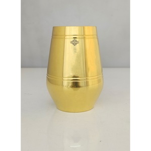 Indian Art Villa Pure Brass Plain Designer Shine Finish <b>Glass</b> Tumbler, 350 ML - <b>Drinkware</b> & Serveware - Product Image 5