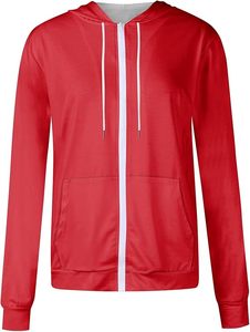 Femmes décontracté mode couleur unie à manches longues pull à capuche fermeture éclair sweats en vrac épais léger à capuche hiver avant - Product Image 3