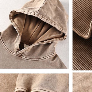 High Street Vintage Washed Distressed Sudaderas con capucha Zip Up American Fashion Hombres Sudaderas con capucha de gran tamaño - Product Image 4