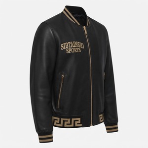 Chaqueta Bomber Ligera Negra, Chaqueta Letterman Personalizada con Bordado, Chaqueta de Invierno Lisa con Botones y Parches, Chaqueta Vintage a la Moda - Product Image 6