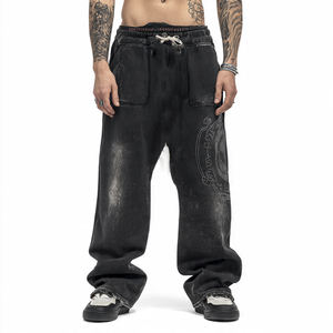 Pantalons de survêtement pour hommes, style streetwear, vintage, délavé, imprimé avec broderie DTG, patchs, molleton, style varsity, logos OEM - Product Image 4