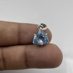 Colgante de Plata de Ley 925 de Topacio Azul, colgante de joyería de piedras preciosas facetadas, colgante de Topacio Azul Natural hecho a mano - Product Image 5