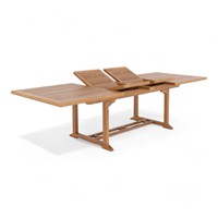 Ensemble de table pliante extensible classique en teck massif pour jardin, 300 cm, rectangulaire, double, pour repas en extérieur