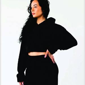 2025 haute qualité femmes vêtements de sport décontractés pull à capuche hauts courts avec taille haute à manches longues cordon de serrage pour l'automne hiver - Product Image 1