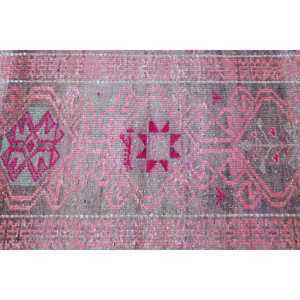 Vintage Turkish <b>Runner</b> <b>Rug</b> 3x10.3 ft, Pink Patchwork <b>Rug</b> Wool - Product Image 5