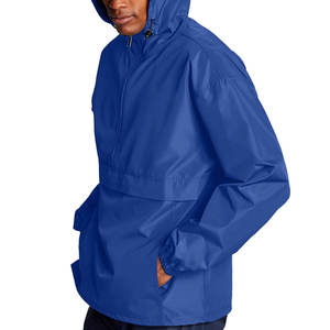 Veste de pluie à fermeture éclair rayée pour homme |   Sweat à capuche imperméable écologique bleu royal |   Vêtements de sport d'extérieur légers et à séchage rapide - Product Image 3