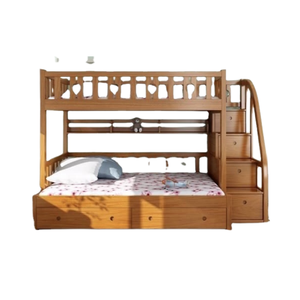Lit superposé en bois massif de teck pour enfants Lit superposé en bois avec rangement Design moderne pour meubles de chambre à coucher - Product Image 2