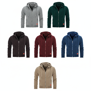 OEM Custom Vintage <b>Mens</b> Padded Borg <b>Fleece</b> <b>Sherpa</b> Lined Hoodie High Quality Thermal Full Zip Sweatshirt Winter Hooded Front - Product Image 4