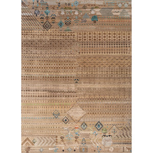 พรมไหมพรมผสมไหมไผ่สีน้ำตาลเบจ แมนชาฮ่า ลายเรขาคณิต รูปทรงสี่เหลี่ยมผืนผ้า สำหรับห้องนั่งเล่น วัยรุ่น และทางเดิน รุ่น Les-1808 - Product Image 1
