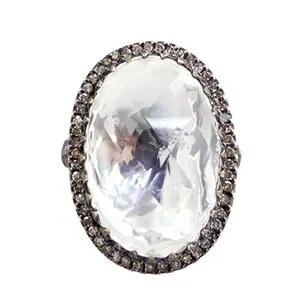 Batu Permata Murni 925 Berlian Alami Batu Permata Cincin Kubah untuk Pria 14K Cincin Pertunangan Emas Produsen Perhiasan