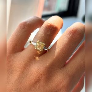 Bague de fiançailles en diamant taille coussin, prix d'usine, vente chaude, 10K 14K 18K argent platine or, sertie, bijoux de mariage - Product Image 4