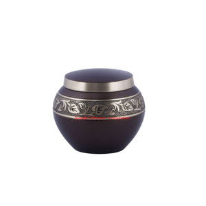 Modern Hand Engraved Black And Pink Ivy Cremation Urn For Adult Human Ashes Solid Brass Funeral <b>Memorial</b> With Threaded Lid - Product Image 5