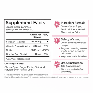 Gummies de collagène sans sucre à marque privée avec biotine et vitamine C, naturelles, à absorption rapide, prêtes pour l'<span class=keywords><strong>Amazon</strong></span>, pour femmes, riches en protéines, végétaliennes, certifiées ISO - Product Image 3