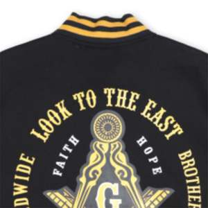 Chaqueta de Forro Polar Mason para Invierno, 60% Algodón, 40% Poliéster |   Camiseta Universitaria Negra con Cuello Alto, Logotipo Aplicado y Serigrafía - Product Image 6