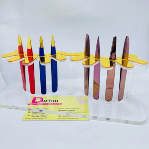 Pinzas cosméticas para cejas, soporte de sujeción, soporte de exhibición de Material acrílico sostenible de alta calidad, pinzas para cejas puntiagudas inclinadas - Product Image 1
