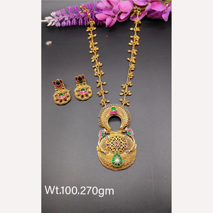 Bijoux en argent sterling 925 plaqué or ensemble de mariée collier ensemble femmes bijoux bijoux ethniques indiens boucles d'oreilles Jadau traditionnelles - Product Image 4