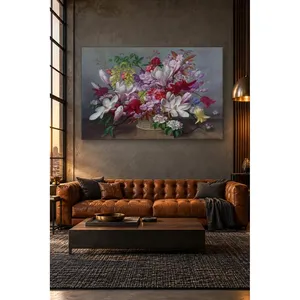 Bouquet de magnolias et de lilas dans un panier, impression sur toile - Product Image 5