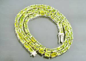 Peridot Tennis Necklace Bridal Jewelry Engagement Wedding Gift Anniversary Sterling Silver Elegant Green Gemstone - Product Image 2