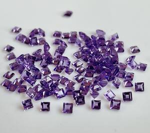 Amatista natural de 9mm, corte cuadrado facetado, amatista púrpura suelta, corte cuadrado de calidad superior - Product Image 3