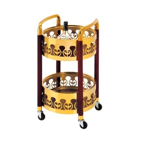 Hotel restoran furnitur logam Mobile melayani Bar troli dapur mewah antik baja nirkarat makanan kayu teh troli - Product Image 5